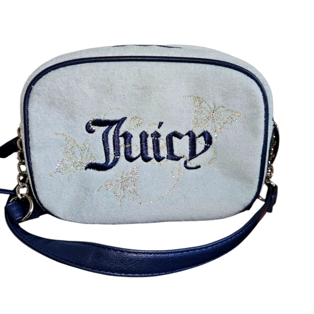 Juicy Couture Blue Velour Crossbody Bag NEW